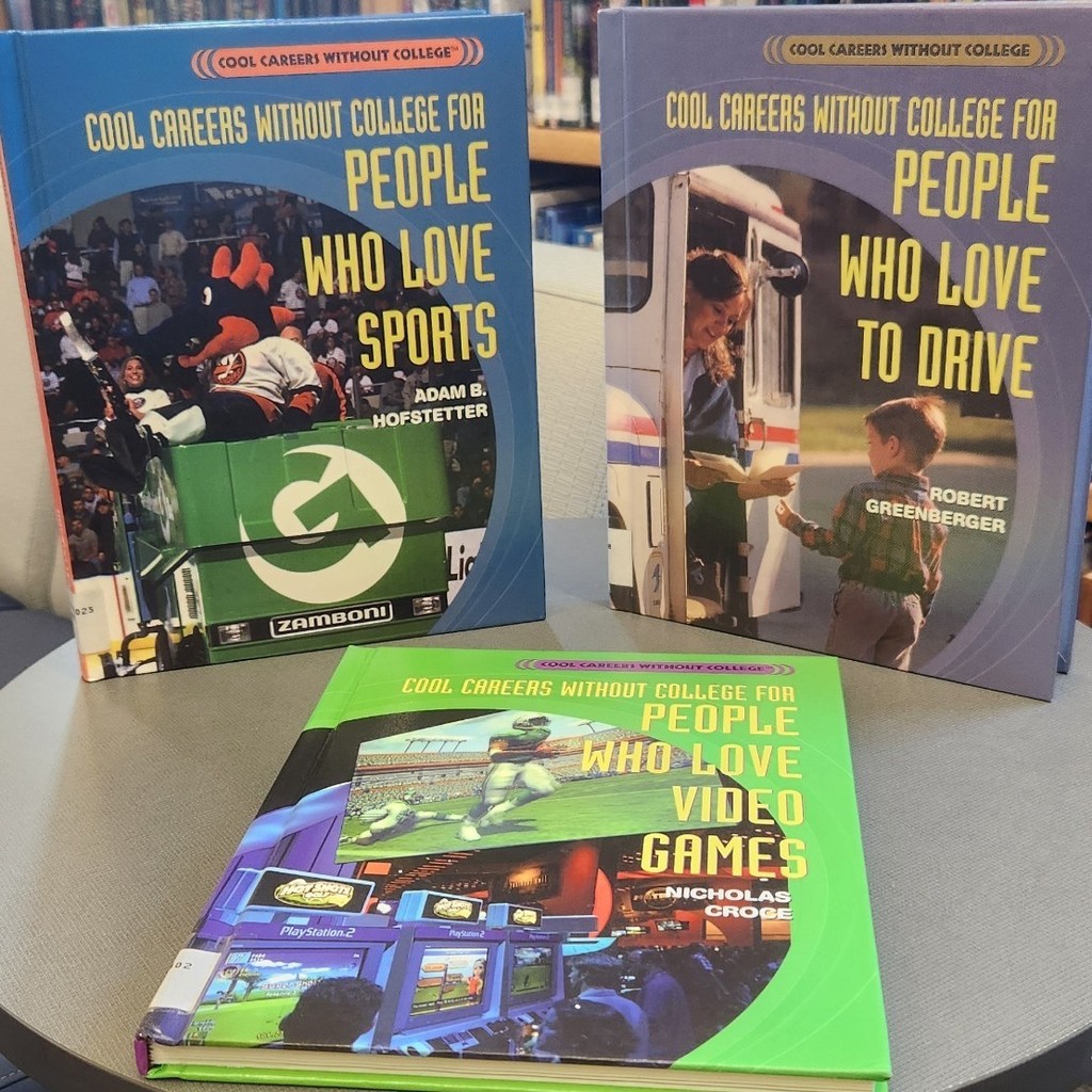 Nonfiction/Professional Development books "Cool Careers without College" including "People who love to Drive/Sports/Play Video Games