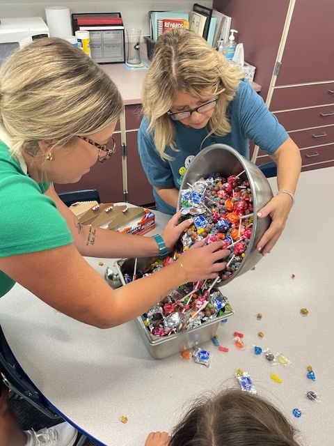 mixing the candy salad