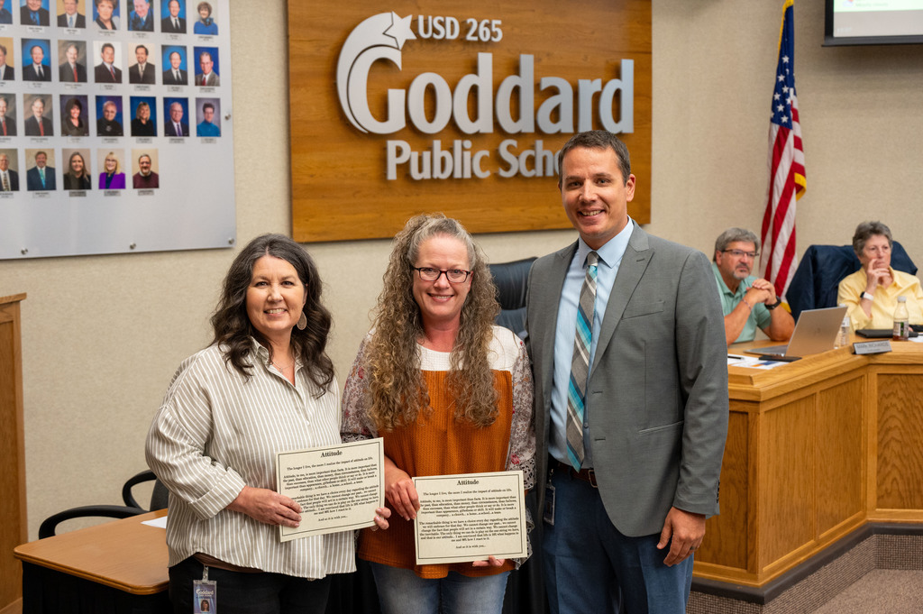 Valerie Armstrong & Tara McPhillips receive the USD 265 District Attitude Award
