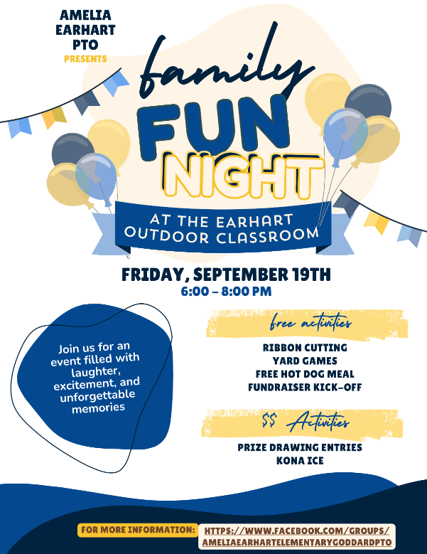 Amelia Earhart Family Fun Night Flyer