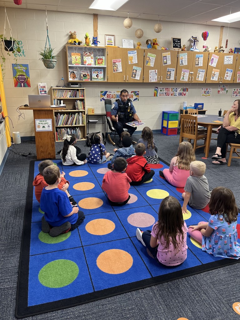 Goddard SRO Officer Lamer came to visit our kindergarten classes last week.