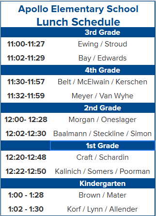 lunch schedule