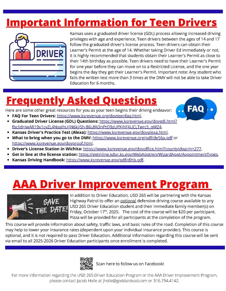 Spring 2026 Driver Education Flyer