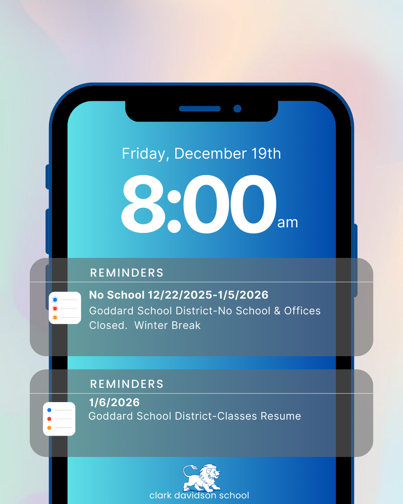 No School-Office Closed for Winter Break 12-22-25 to 1-5-26.  Classes Resume 1-6-26.