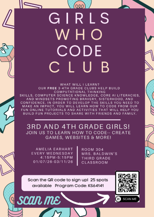 Girls who code club flyer information