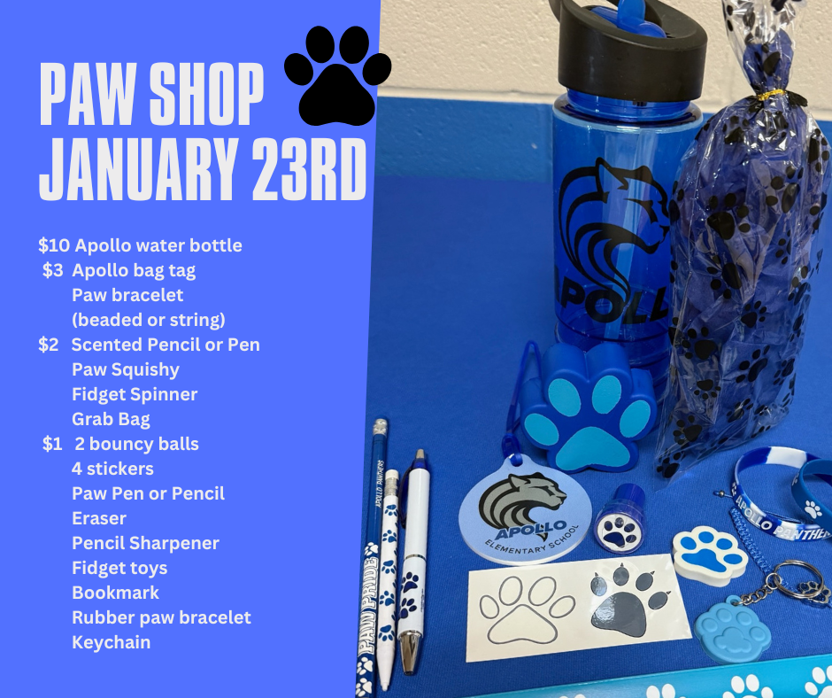 January PAW Shop shopping list. 