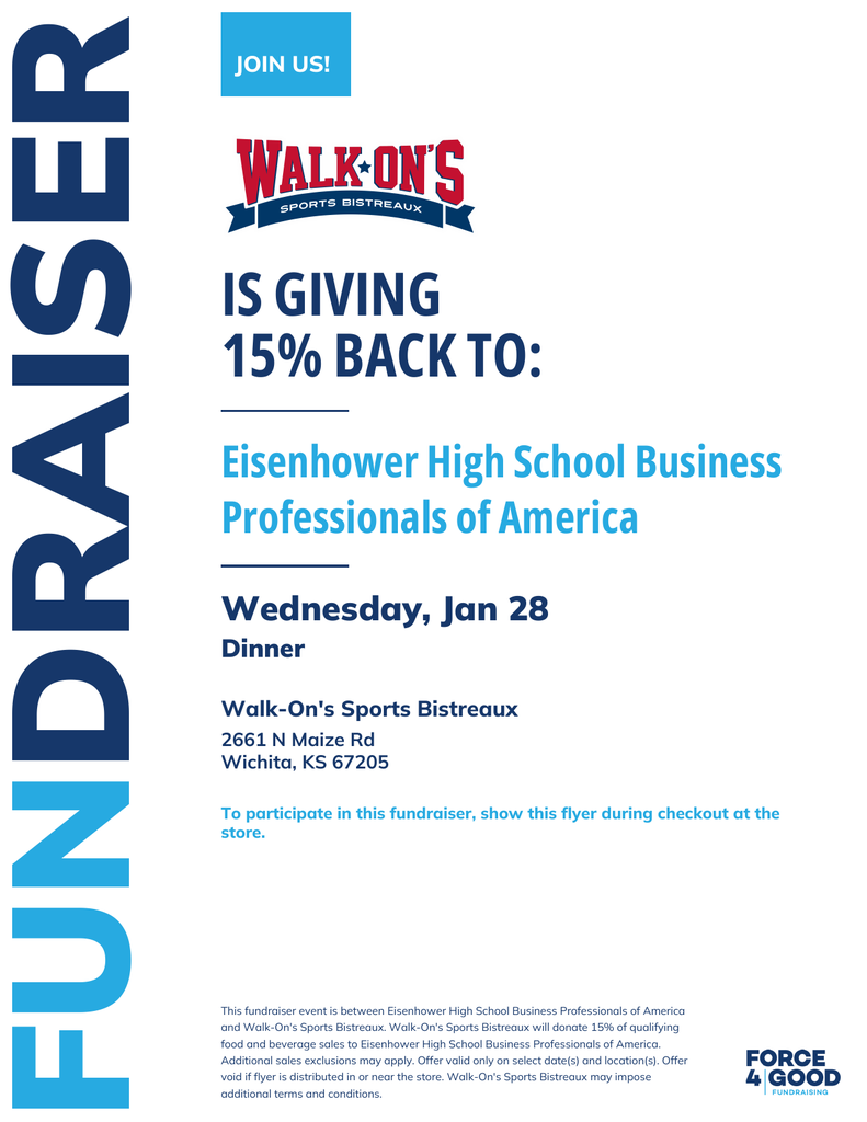 IKE BPA Fundraiser tonight at Walk-On's Sports Bistreaux