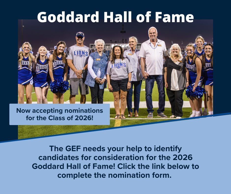 Goddard Hall of Fame - Now accepting nominations for the Class of 2026! The GEF needs your help to identify candidates for consideration for the 2026 Goddard Hall of Fame! Click the link below to complete the nomination form.