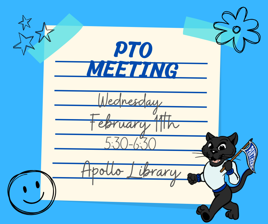 Apollo PTO meeting. February 11th, 5:30-6:30 in the Apollo Library