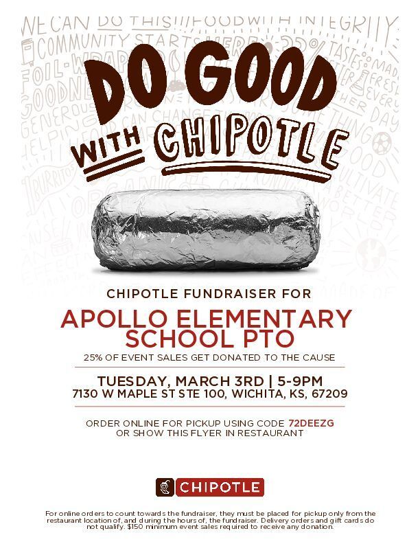 Chipotle Spirit Night for Apollo March 3rd 