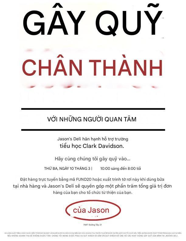 Just a few days until Spring Break, and the chaos is real! Take a night off from cooking and join us for Clark Davidson Elementary Spirit Night at Jason's Deli West location at 7447 W 21st tonight, March 10th, from 10 am-8 pm. Let’s enjoy a delicious meal, relax for a bit, and raise money for our amazing school all at the same time. See you there!