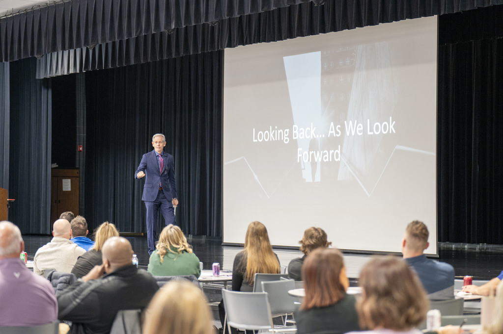 Dr. Justin B. Henry presenting at the 2026 State of the District