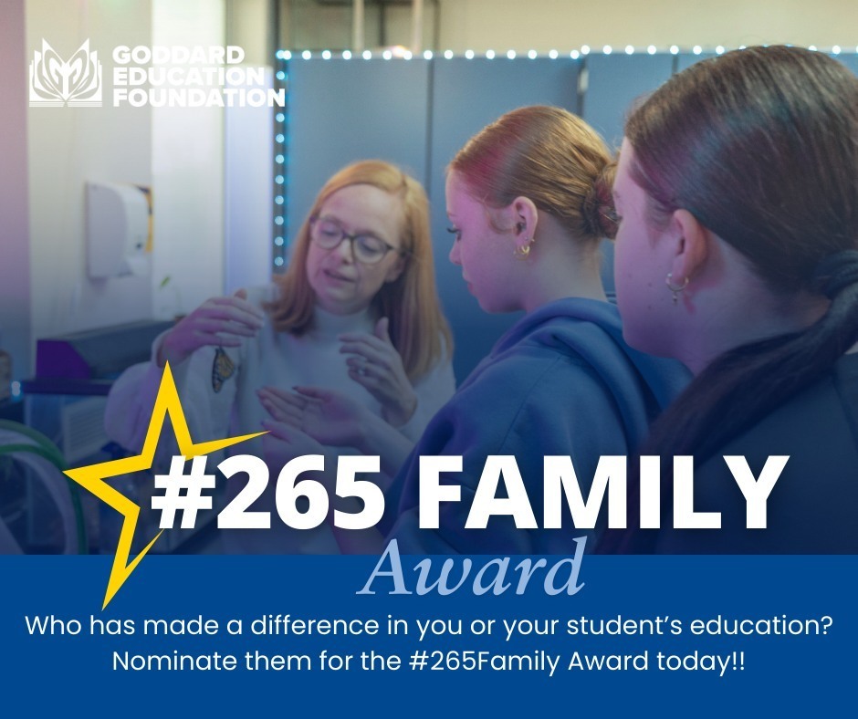 #265Family Award graphic (blue with gold stars in the background, white text letters in a bold font paired with light blue letters in a script font)
