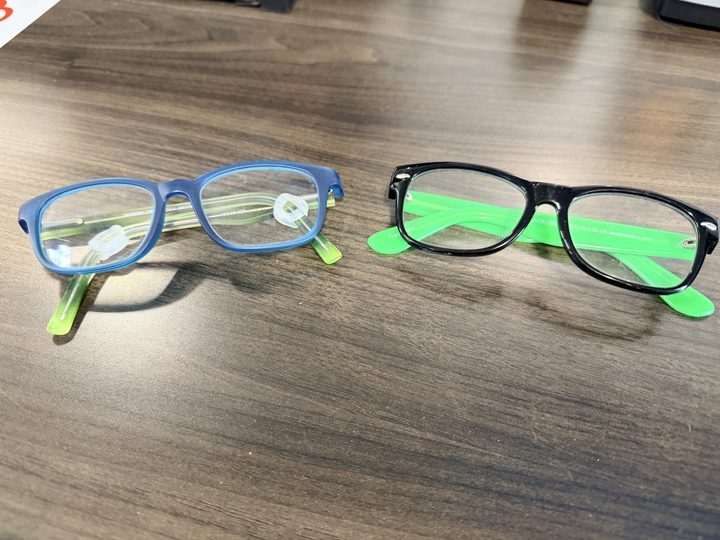 👓Did your student lose their glasses? 👓 We have a pair of black & neon green and teal w/ rubber pieces for the ears in the front office. Please contact us or have your student check with the office staff to see if they belong to your family!