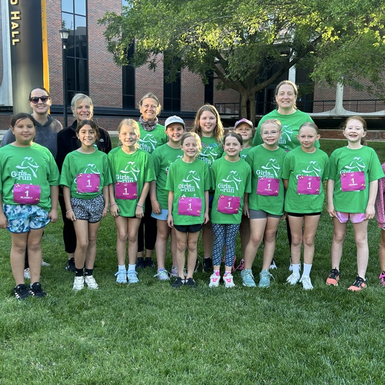 The girls had our 5k race this morning (pictured is 12 of our 15 girls)