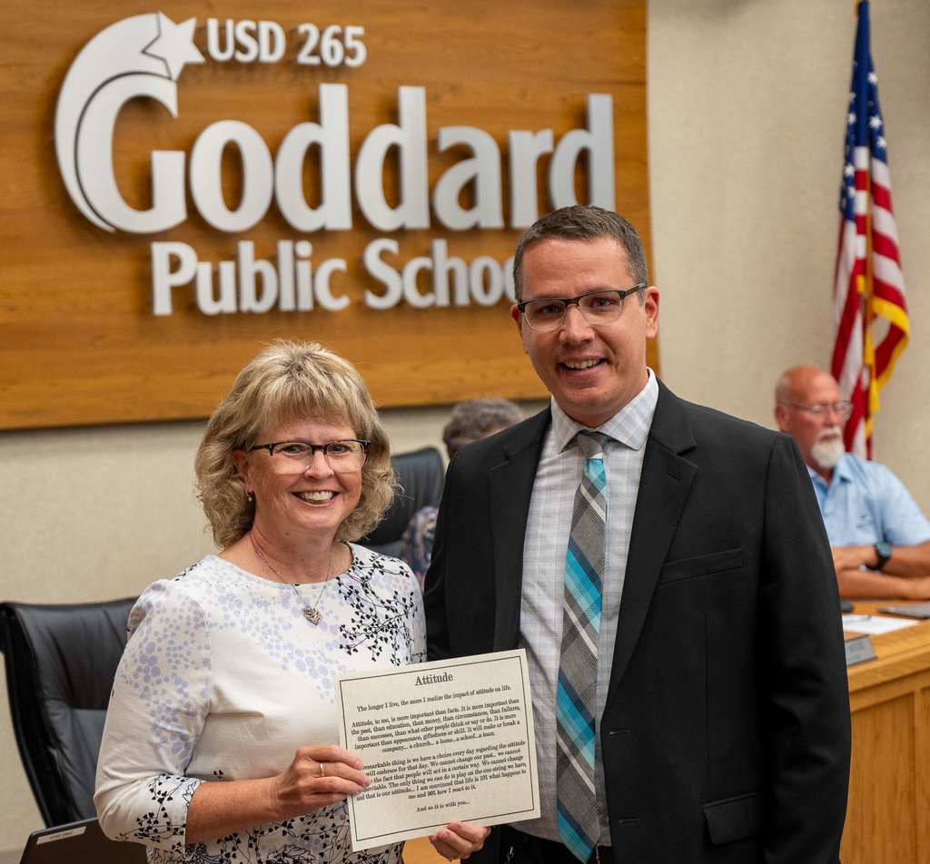 Teresa Spencer & Nick Grummer at the May 2026 USD 265 Board of Education meeting