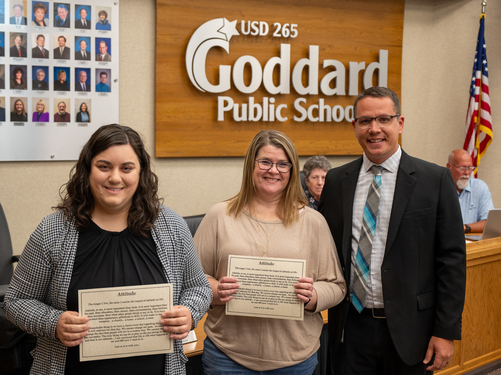 Mindy & Bridget receive the District Attitude Award at the May 2026 BOE meeting