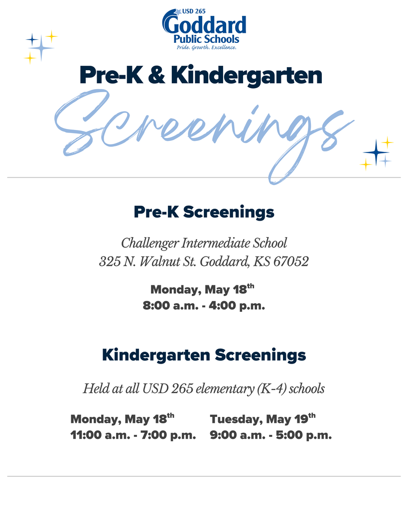 USD 265 Pre-K & KDG screening flyer