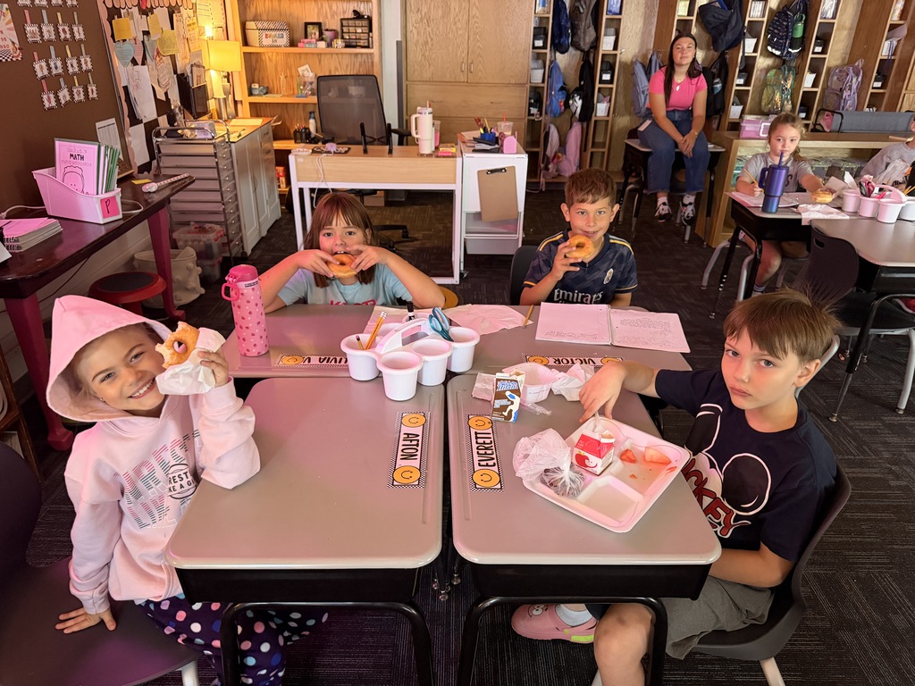 Mrs. Rausch's class earned donuts for showing Tiger Traits
