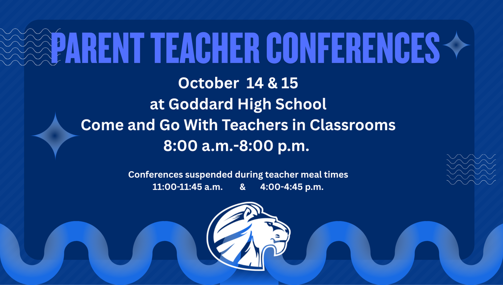 PARENT TEACHER CONFERENCES, Oct. 14 & 15, at GHS. 8 am - 8 pm. Come and go with teachers in classrooms. Conferences suspended during teacher meal times, 11-11:45 am & 4-4:45 pm.