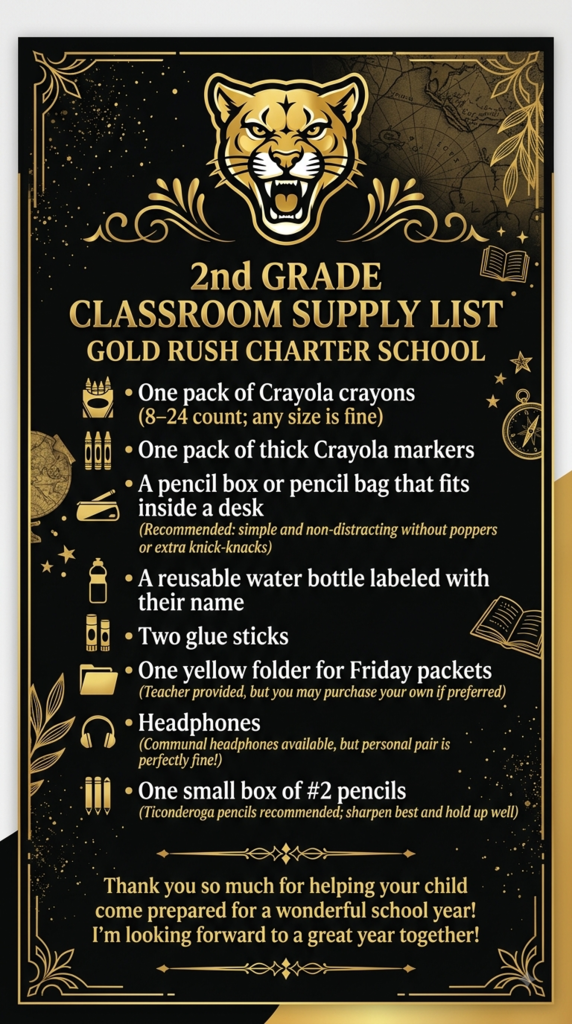 2nd grade supply list
