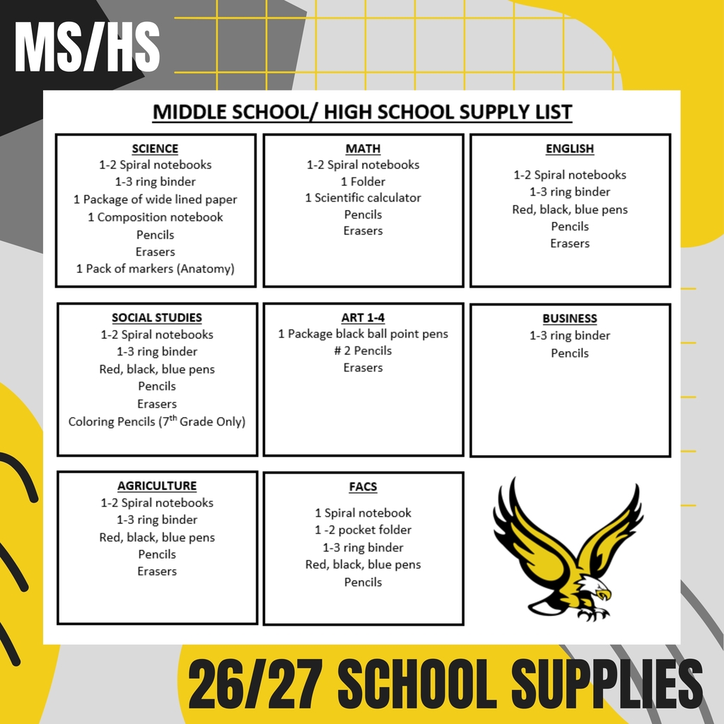 Middle School and High School Supplies