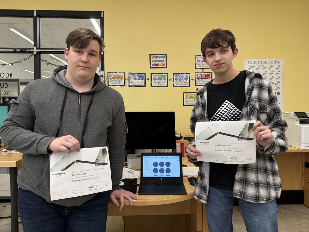 GHS students Riley Jernigan and Ian Outlaw earn their Fusion Certification!