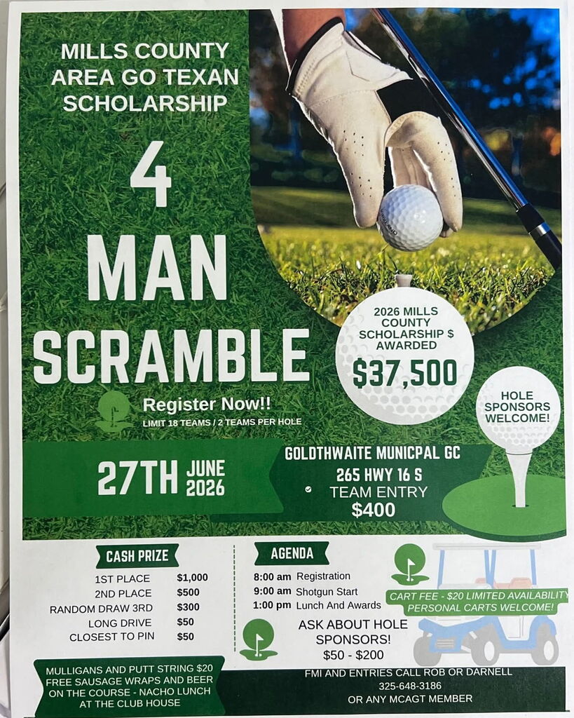 Mills County Area Go Texan Scholarship Scramble