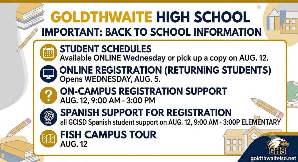 GHS Important back to school information