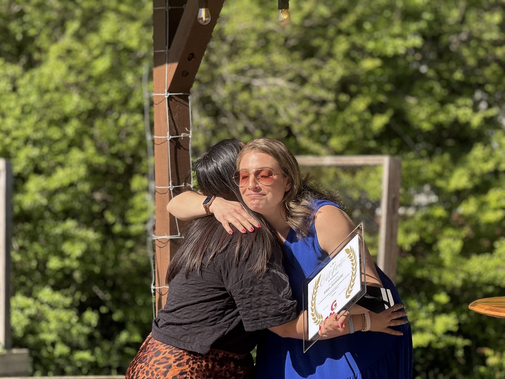 Teacher getting an award