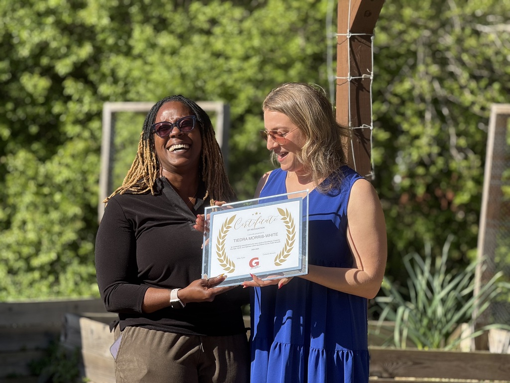 Teacher getting an award