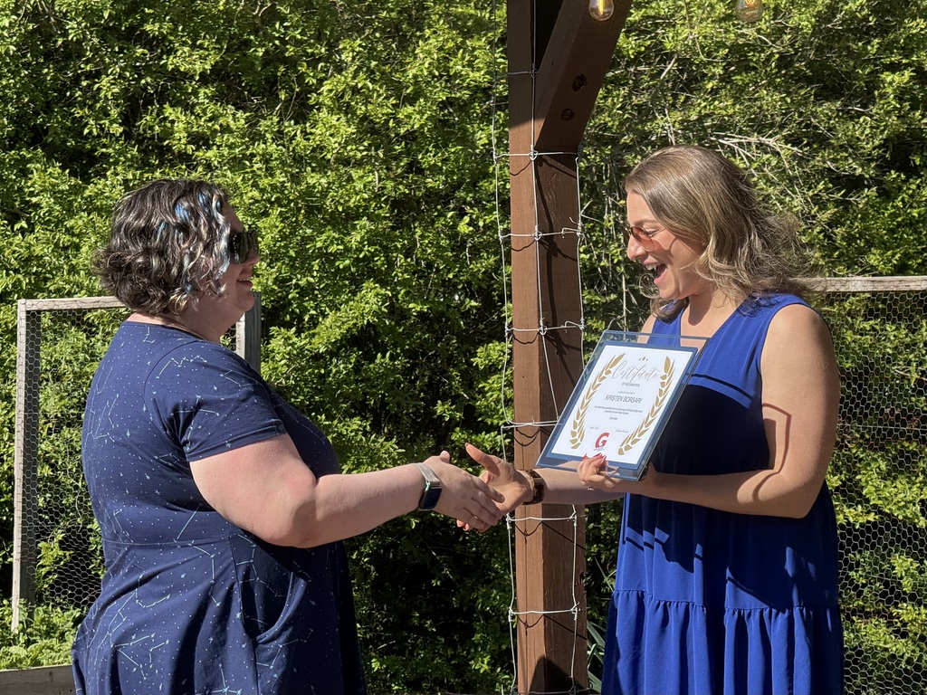 Teacher getting an award