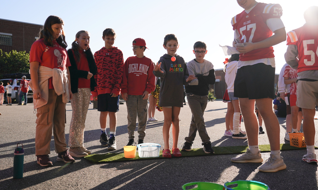 Student throwing ball