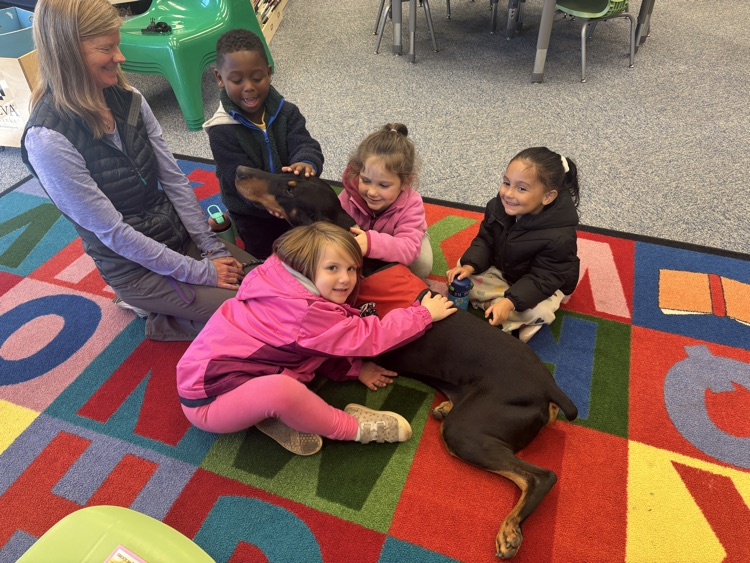 Prek loves to hug on these dogs!