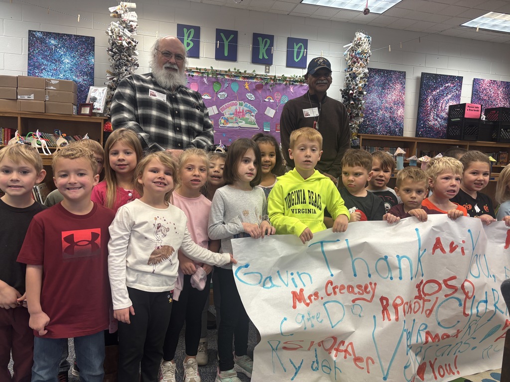 Kindergarteners made a sign for the special guests.