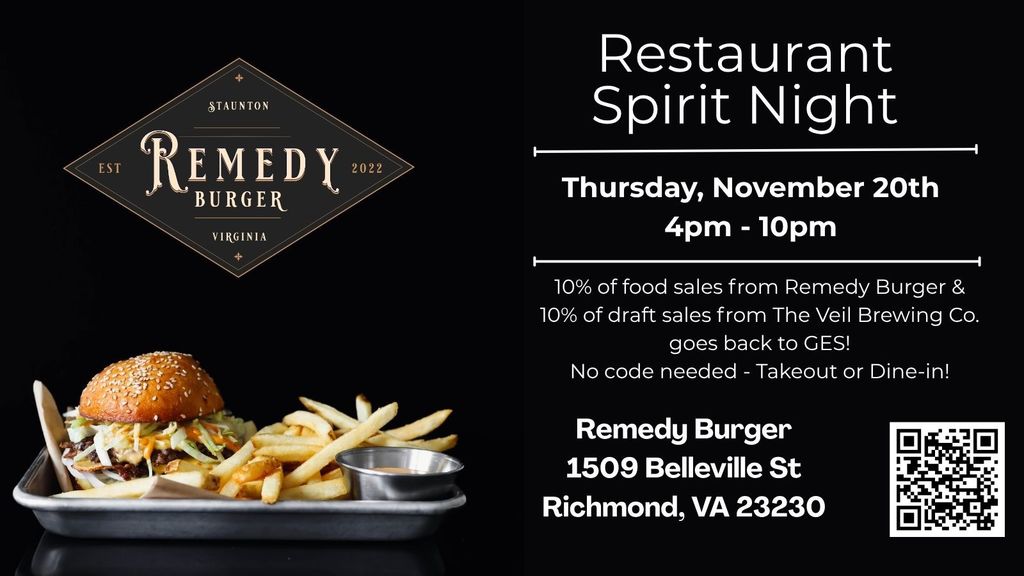 Remedy Burger Spirit Night Nov 20 2025