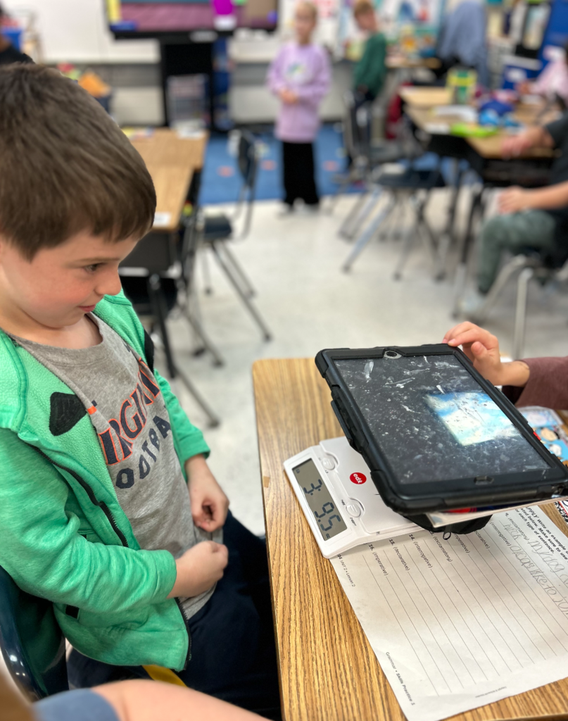 Trying the digital scale.