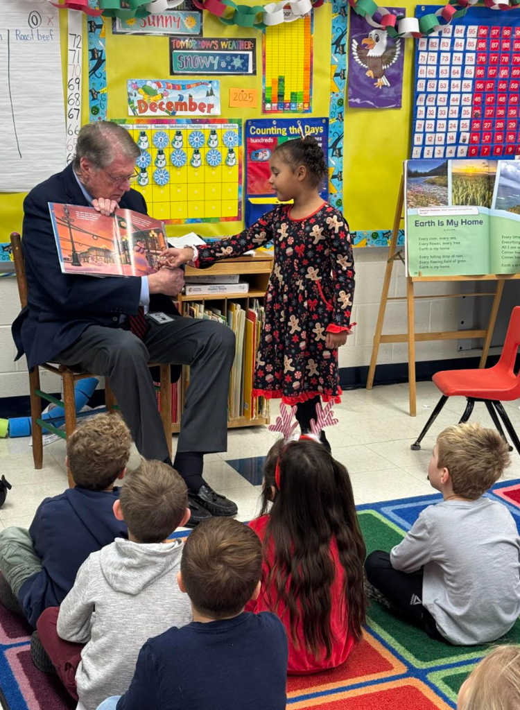 Mr. Watson reading to kindergarten