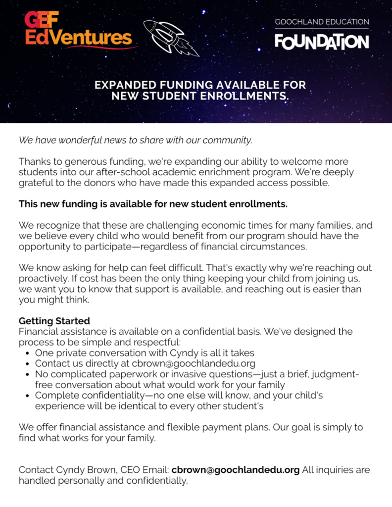 GEF EdVentures Program Flyer