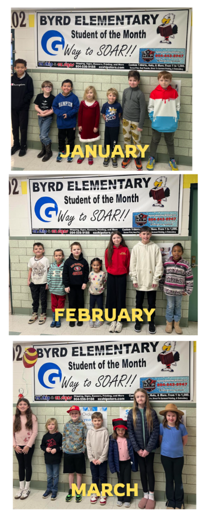 Congratulations to all of our Students of the Month!