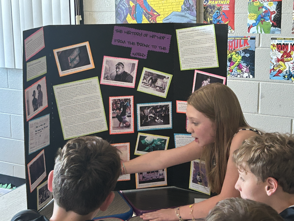 Student giving a presentation