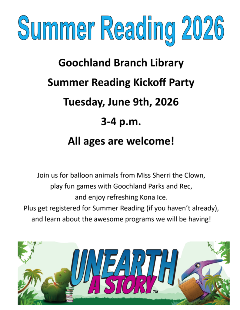 Summer Reading Kickoff Party on Tuesday June 9th from 3-4 pm
