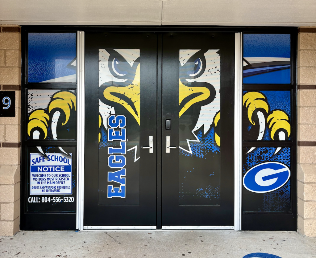 Front Entrance of GMS with Eagle Wrap