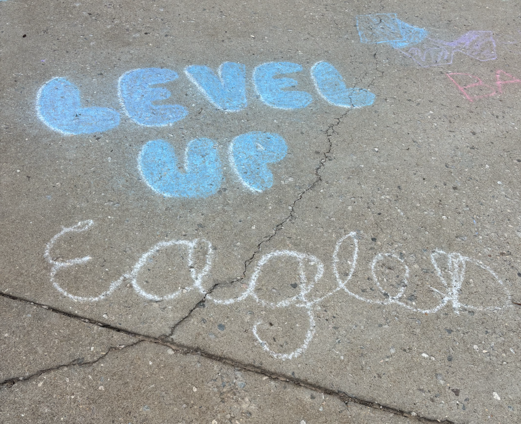 Level Up Eagles chalk art