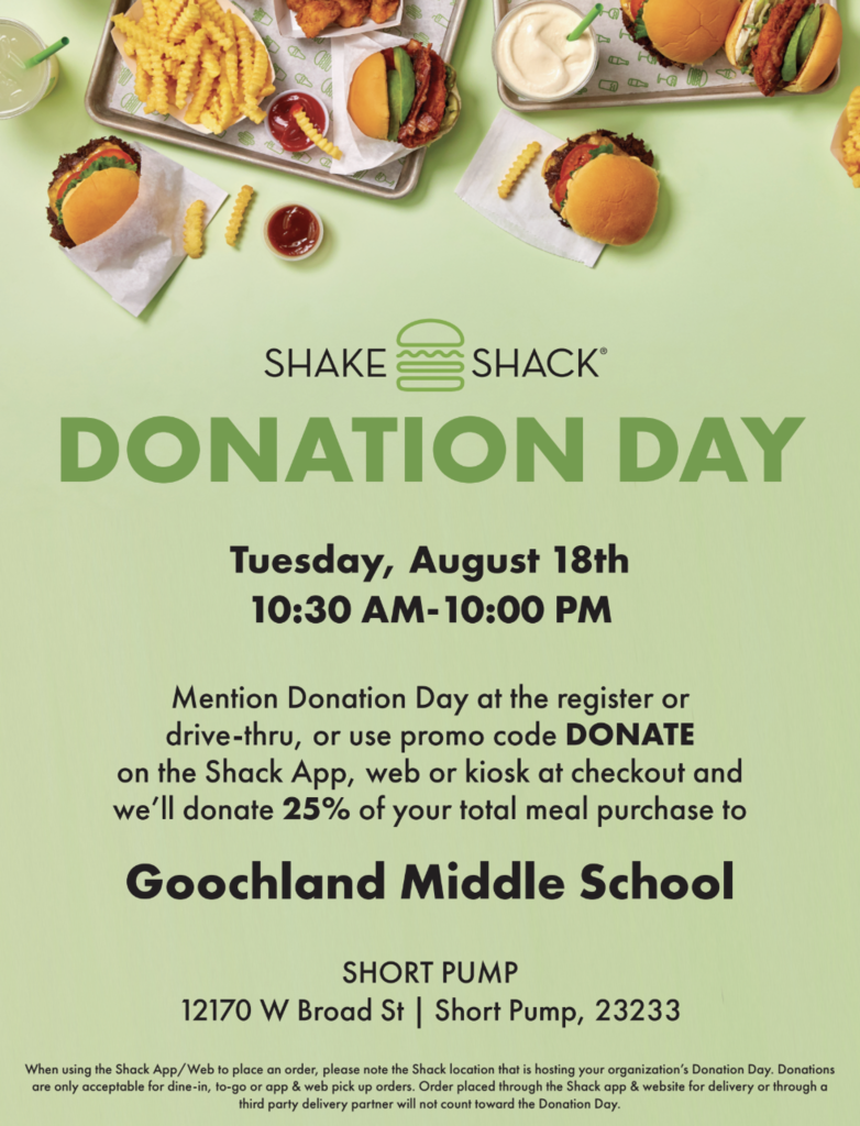 Shake Shake donation day flyer