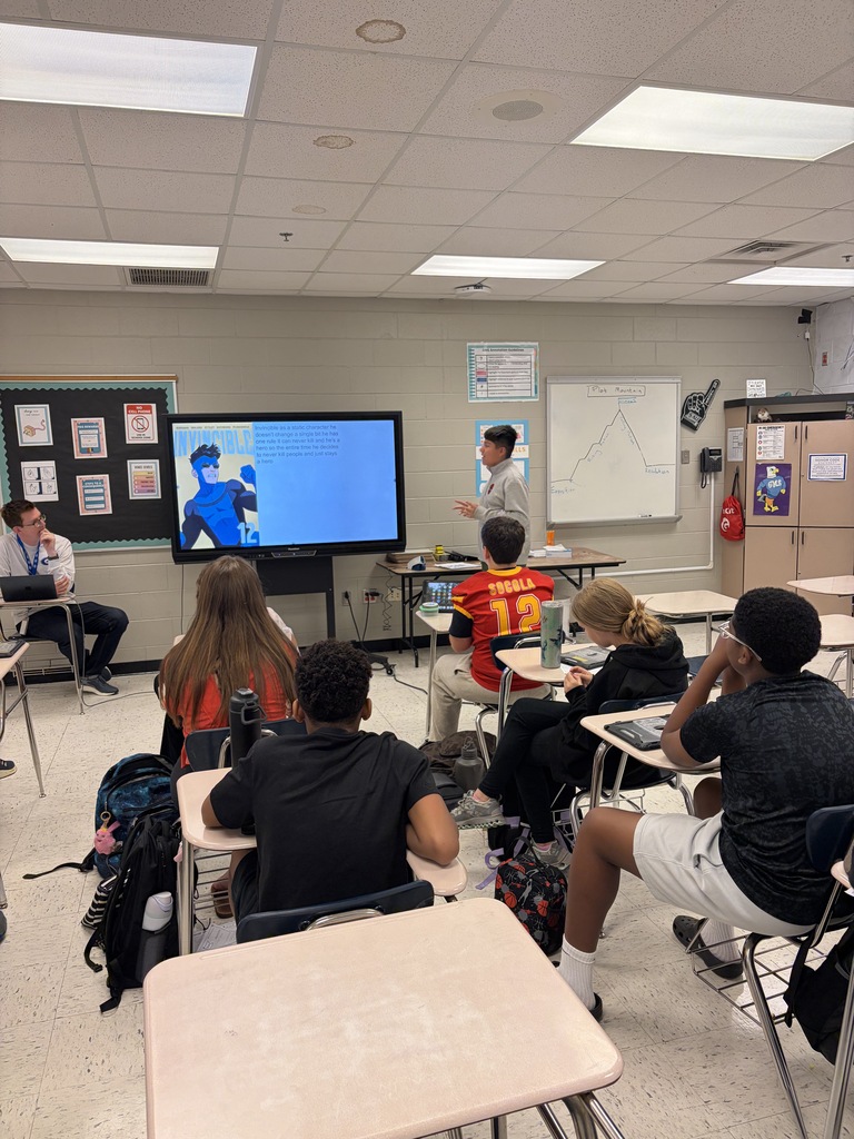 Student presenting about a character to the class