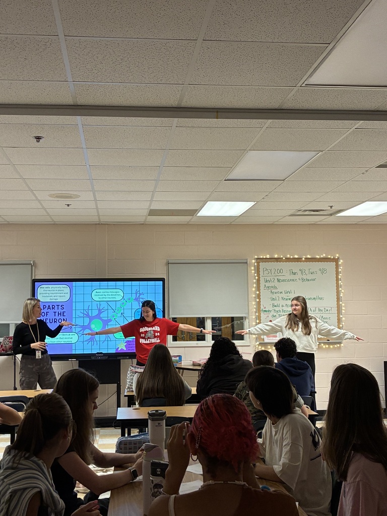 Students creating example of brain pathway