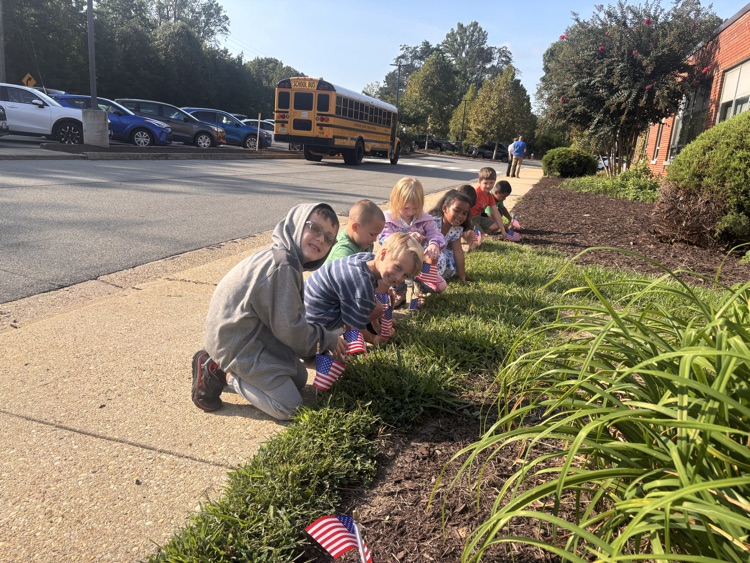 planting American flags in the front of our school