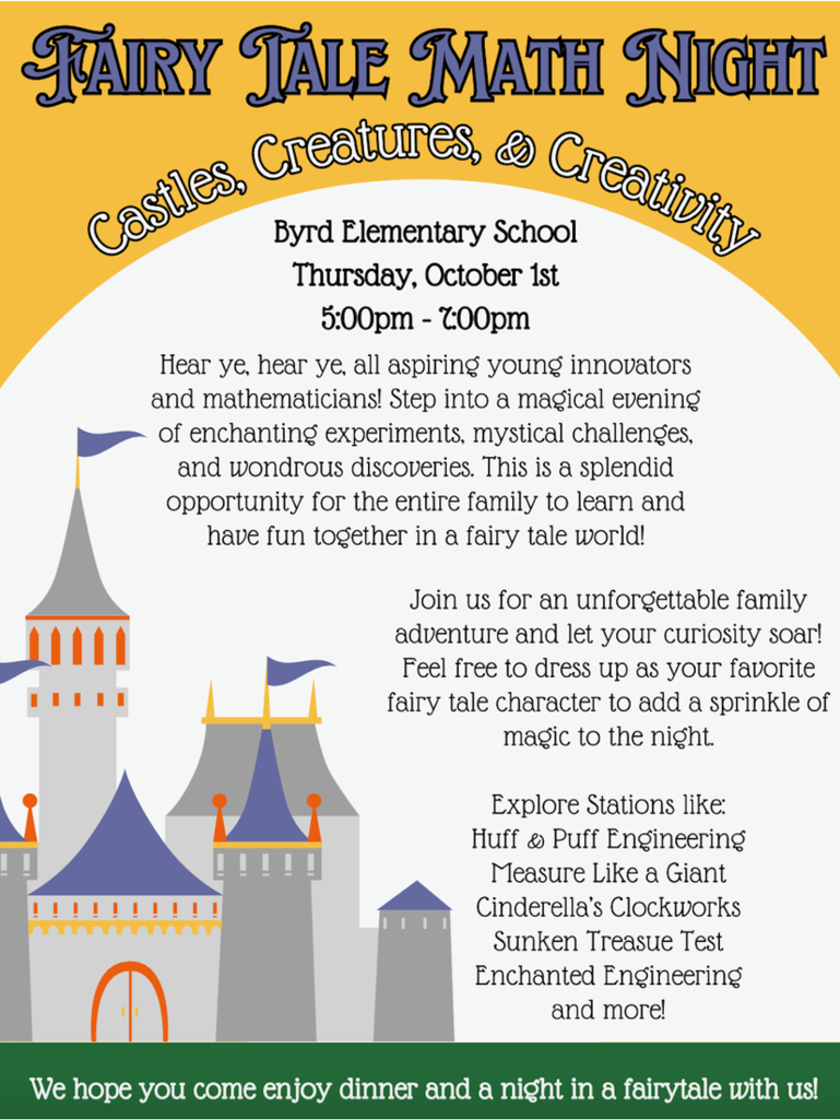 Fairy Tale Math Family Night flyer
