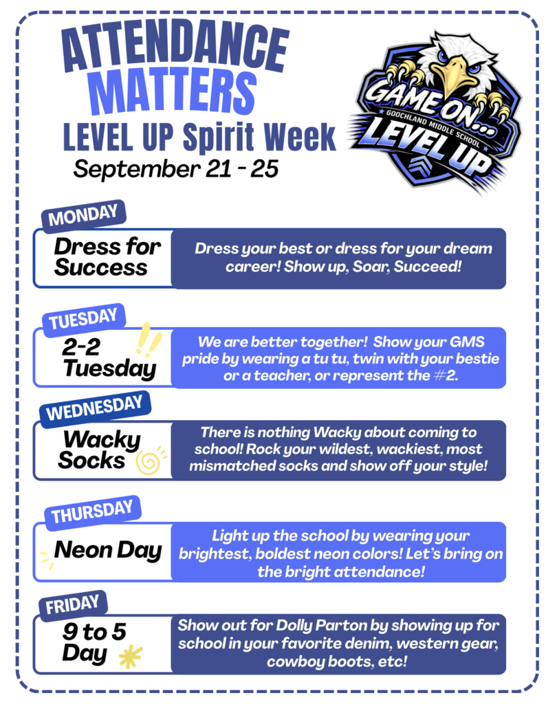 Attendance Spirit Week flyer